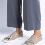 Fast Wear Peach Floral Embroidered Slip On Loafers