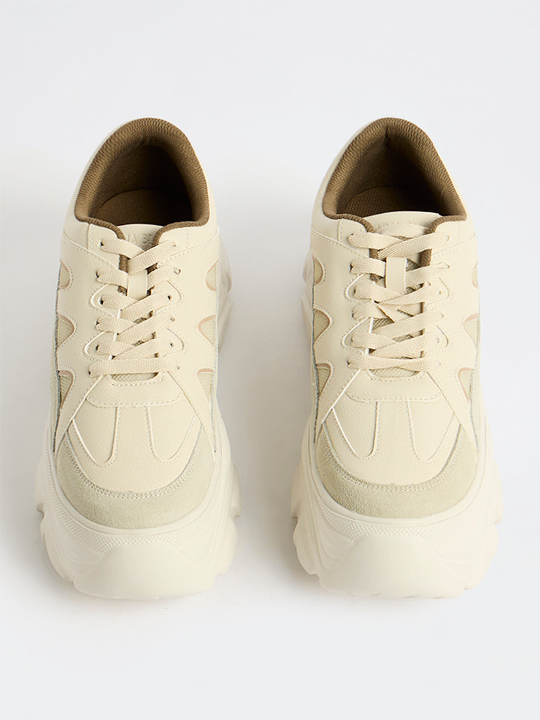 Fast Wear Off-White Lace-Up Chunky Sneakers
