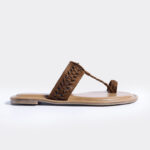 Fast Wear Tan Braided Kolhapuri Sandals