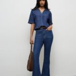 Fast Wear Blue High-Rise Flared Jeans with Belt
