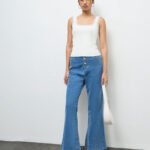 Fast Wear Blue Mid-Wash High-Rise Flared Jeans
