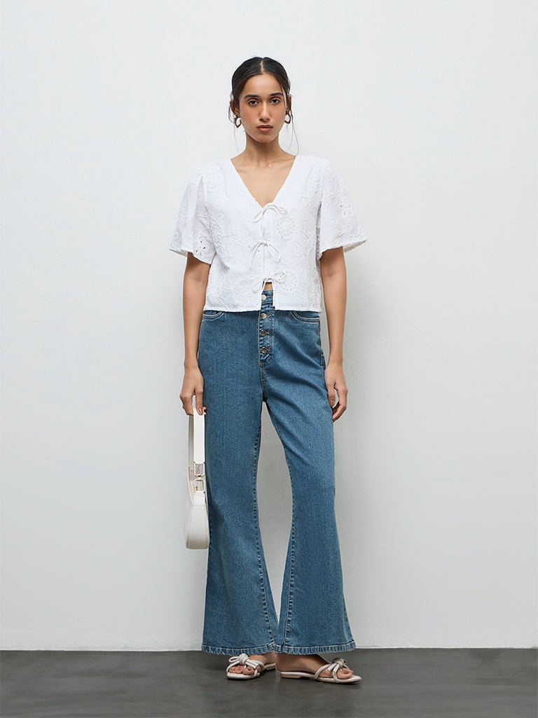 Fast Wear Blue High-Rise Flared Jeans