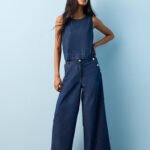 Fast Wear Blue Button-Detailed High-Rise Jeans