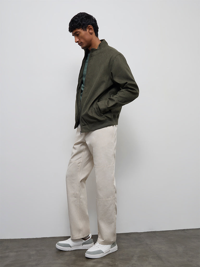 Fast Wear Off-White Relaxed-Fit Mid-Rise Cotton Pants
