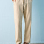 Fast Wear Cream Striped Relaxed-Fit Mid-Rise Cotton Chinos