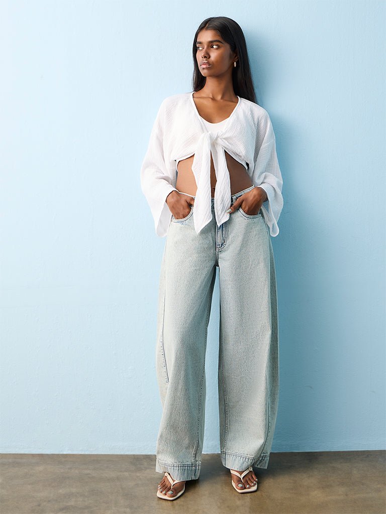 Fast Wear Light Blue Washed High-Rise Jeans