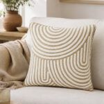 Fast Wear Off-White Spiral Embroidered Cushion Cover