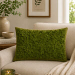 Fast Wear Green Floral Petal Applique Cushion Cover