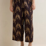 Fast Wear Dark Brown Bird Printed Palazzos