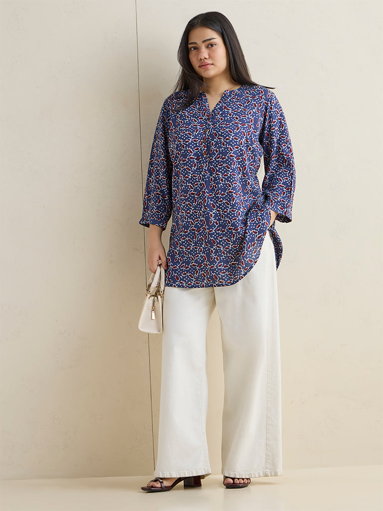 Fast Wear Indigo Botanical Printed Tunic