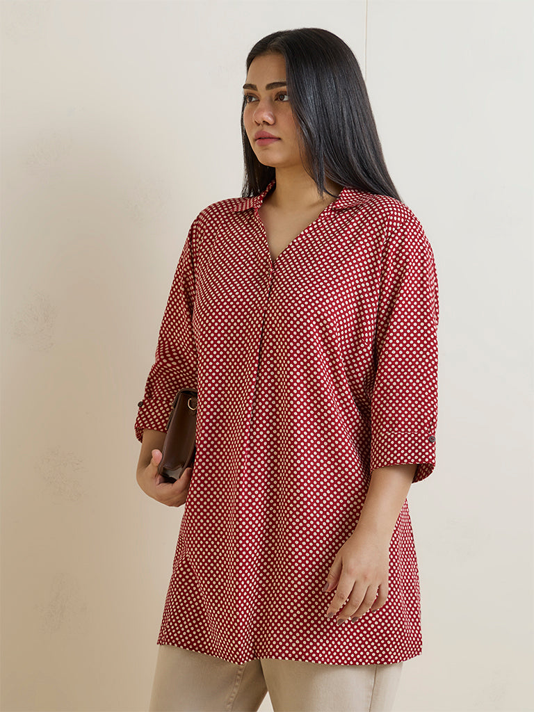 Fast Wear Red Polka Dotted Tunic