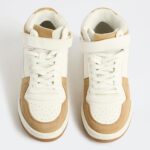 Fast Wear Beige Colour-Blocked Lace-Up Sneakers