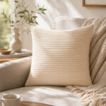 Fast Wear Off-White Pleated Velvet Cushion Cover