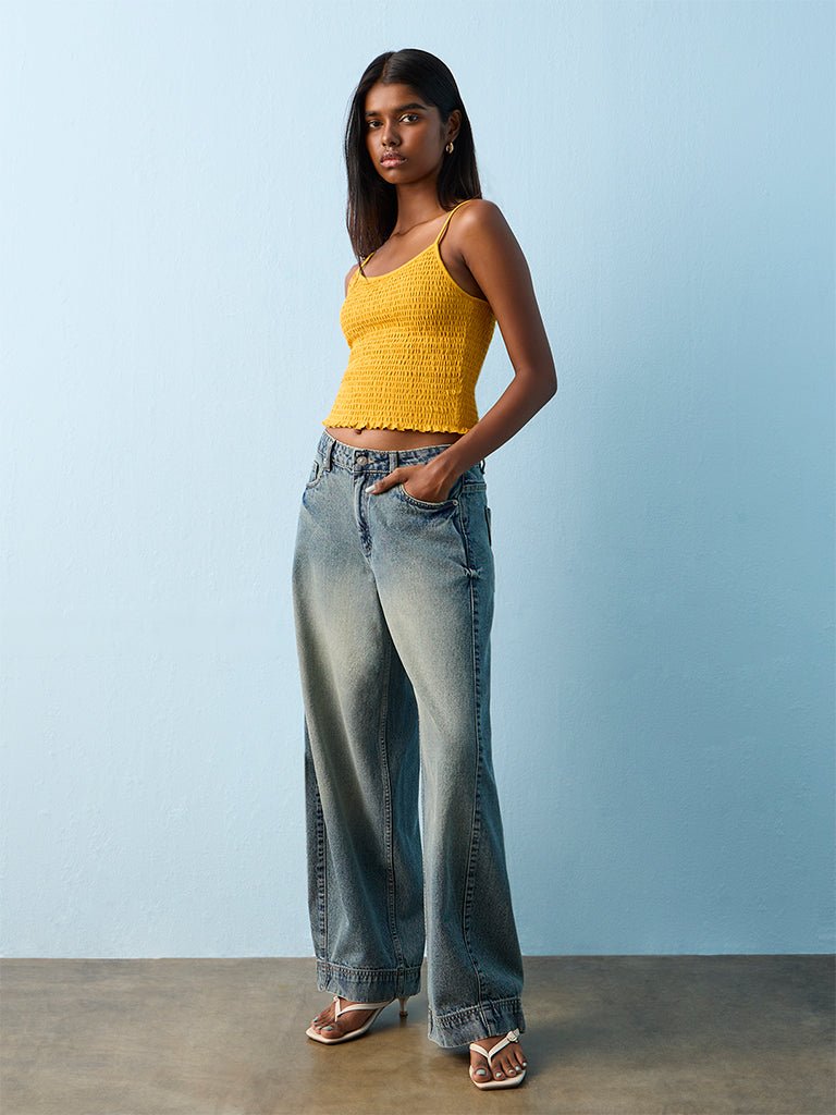 Fast Wear Blue Mid-Wash High-Rise Jeans