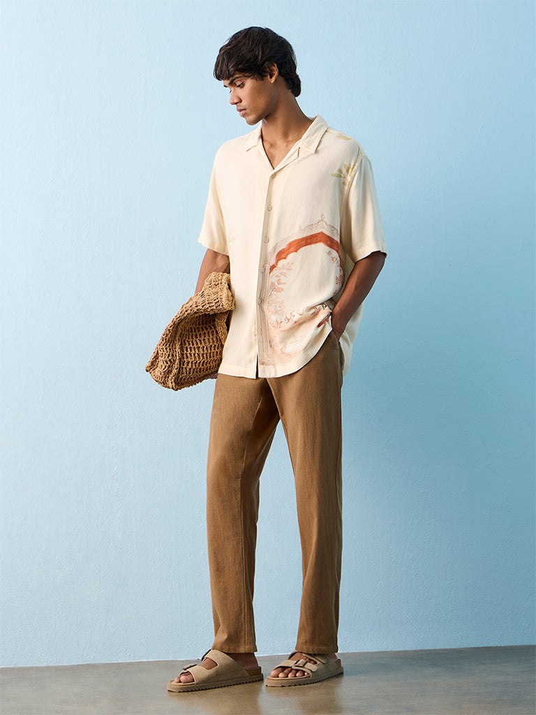 Fast Wear Brown Relaxed-Fit Mid-Rise Cotton Chinos