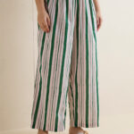 Fast Wear Off-White Striped Cotton Palazzos