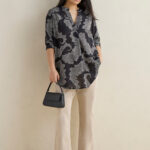 Fast Wear Black Botanical Pattern Tunic