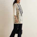 Fast Wear Beige Embroidered Cotton Kurti