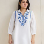 Fast Wear White Floral Printed Cotton Tunic