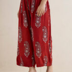 Fast Wear Maroon Paisley Printed Palazzos