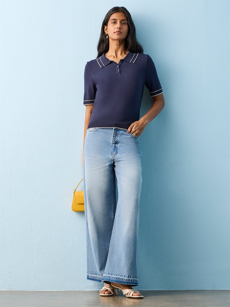 Fast Wear Light Blue Washed High-Rise Jeans