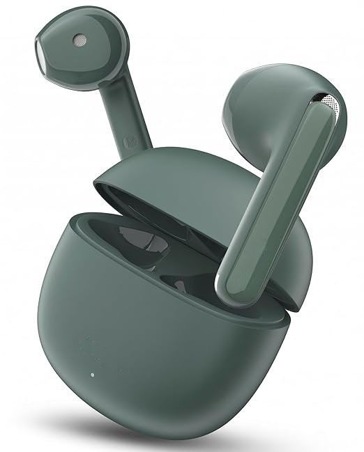 Buds Mini Truly Green Wireless Earbuds (2026) | Half in-Ear Design | 40H Playtime | Quad Mic ENC for Clear Calls