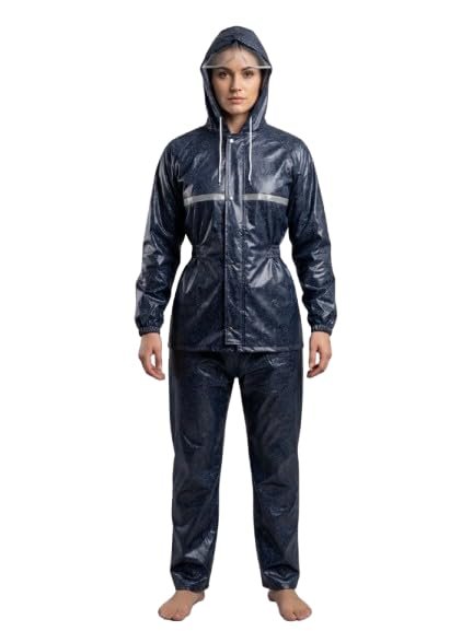 Grey Waterproof Rain Suit with Hood Jacket and Pants Set for Adults