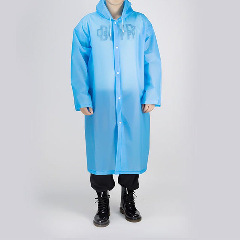Sky Blue Transparent Waterproof Raincoat for Travel and Outdoor Use