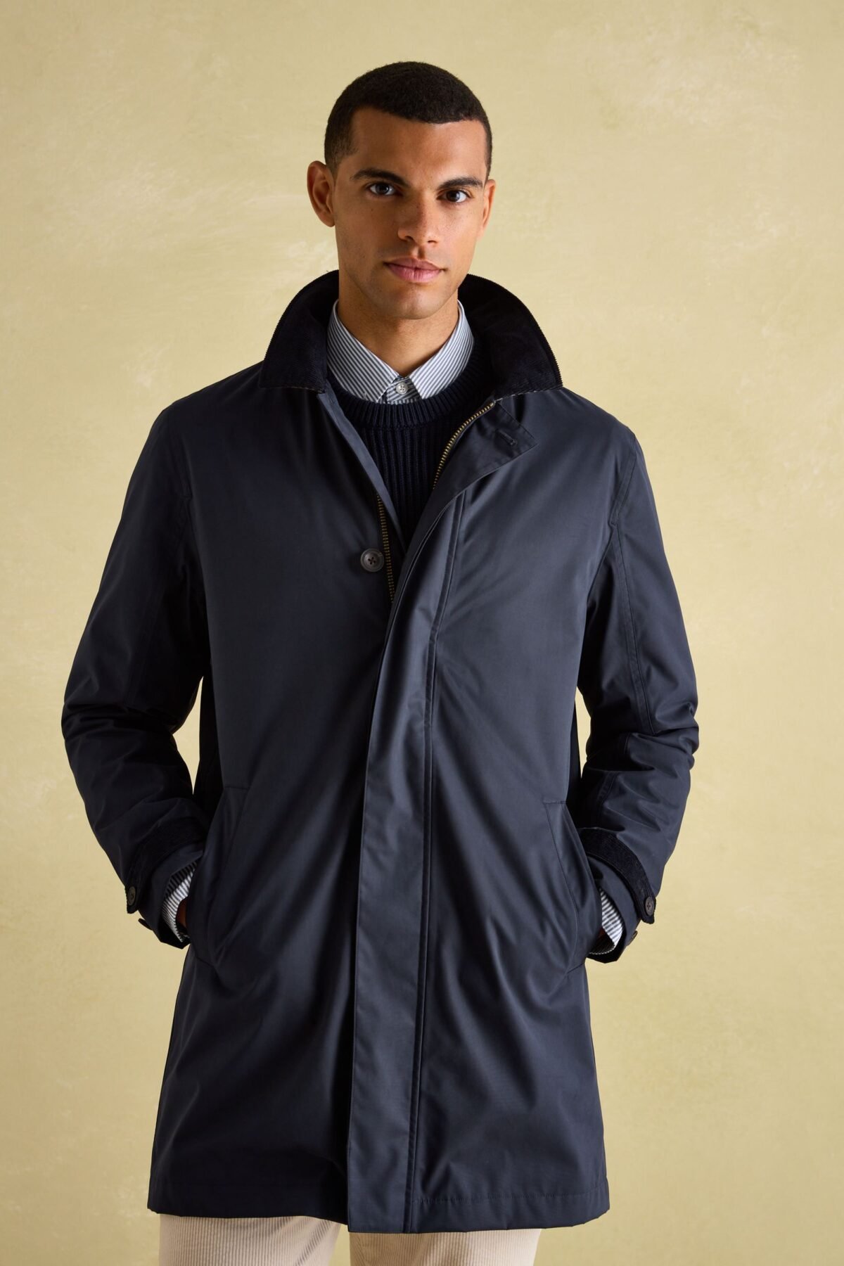 Navy Blue Waterproof Raincoat for Men Lightweight All Season Wear