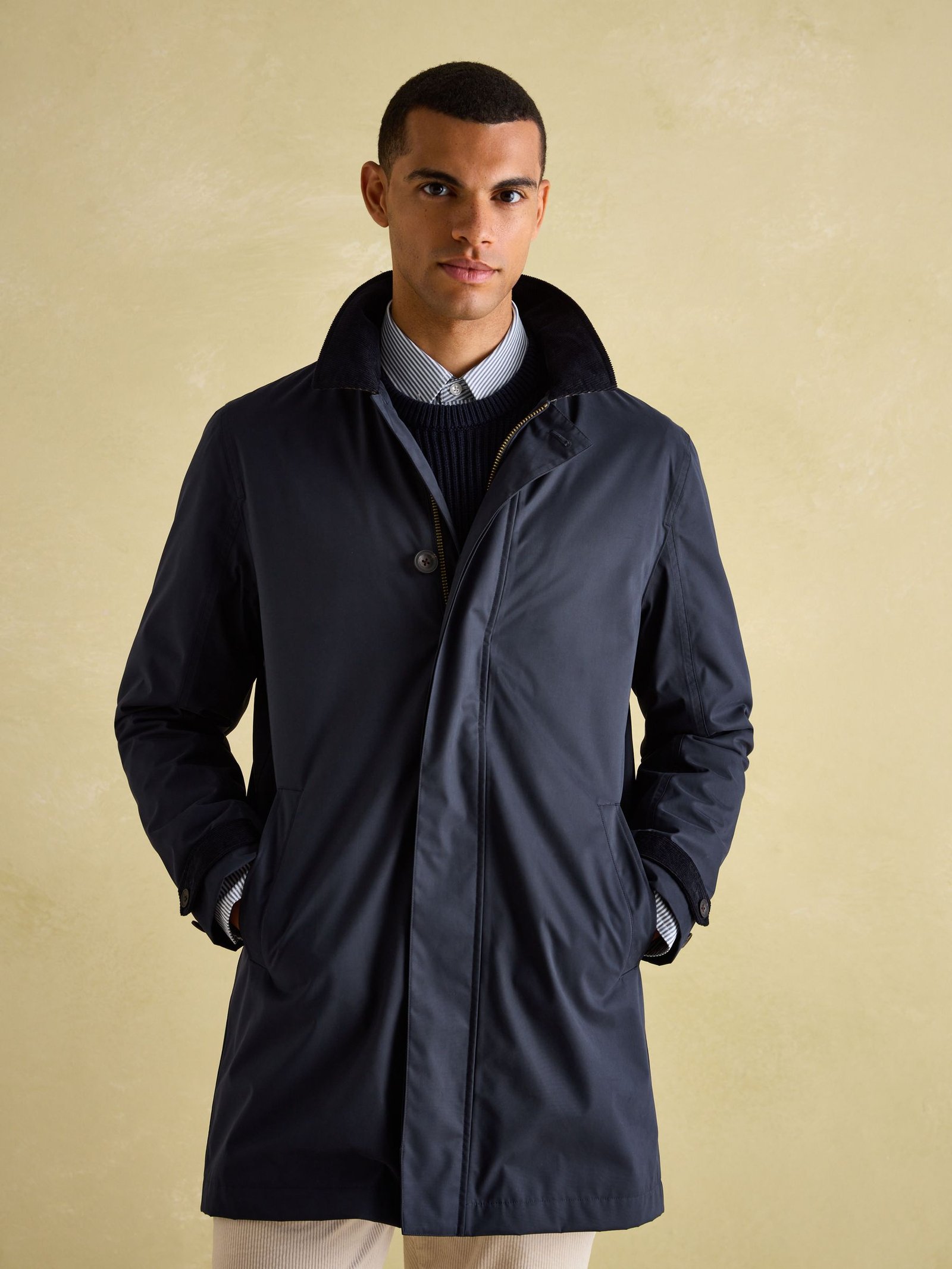 Navy Blue Waterproof Raincoat for Men Lightweight All Season Wear