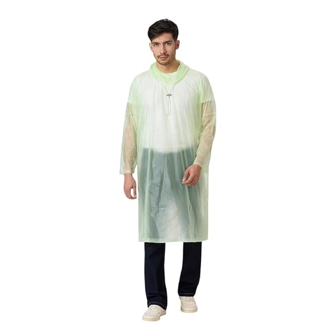 Free Size Green Waterproof Rain Poncho Lightweight Foldable Rainwear