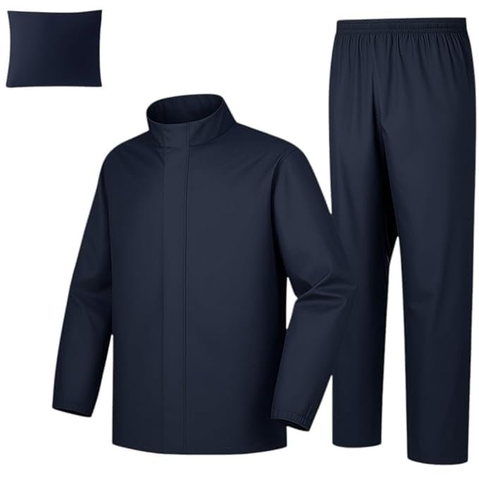 Blue Hooded Waterproof Rain Jacket for Men Breathable All Weather Protection