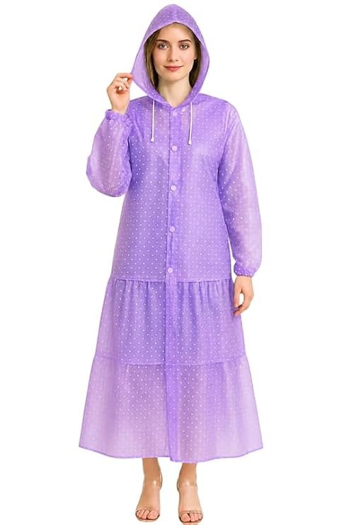 Women's Purple Waterproof Rain Skirt Jacket Set Stylish Rainwear Protection