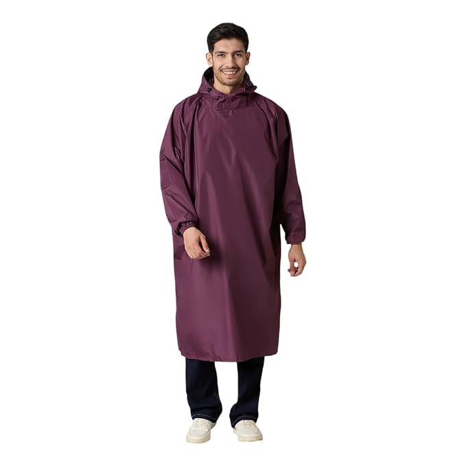 Wine Reusable Waterproof Rain Poncho for Men and Women with Hood