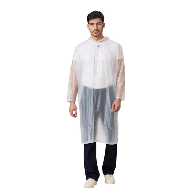 Free Size White Waterproof Rain Poncho Lightweight Rain Protection