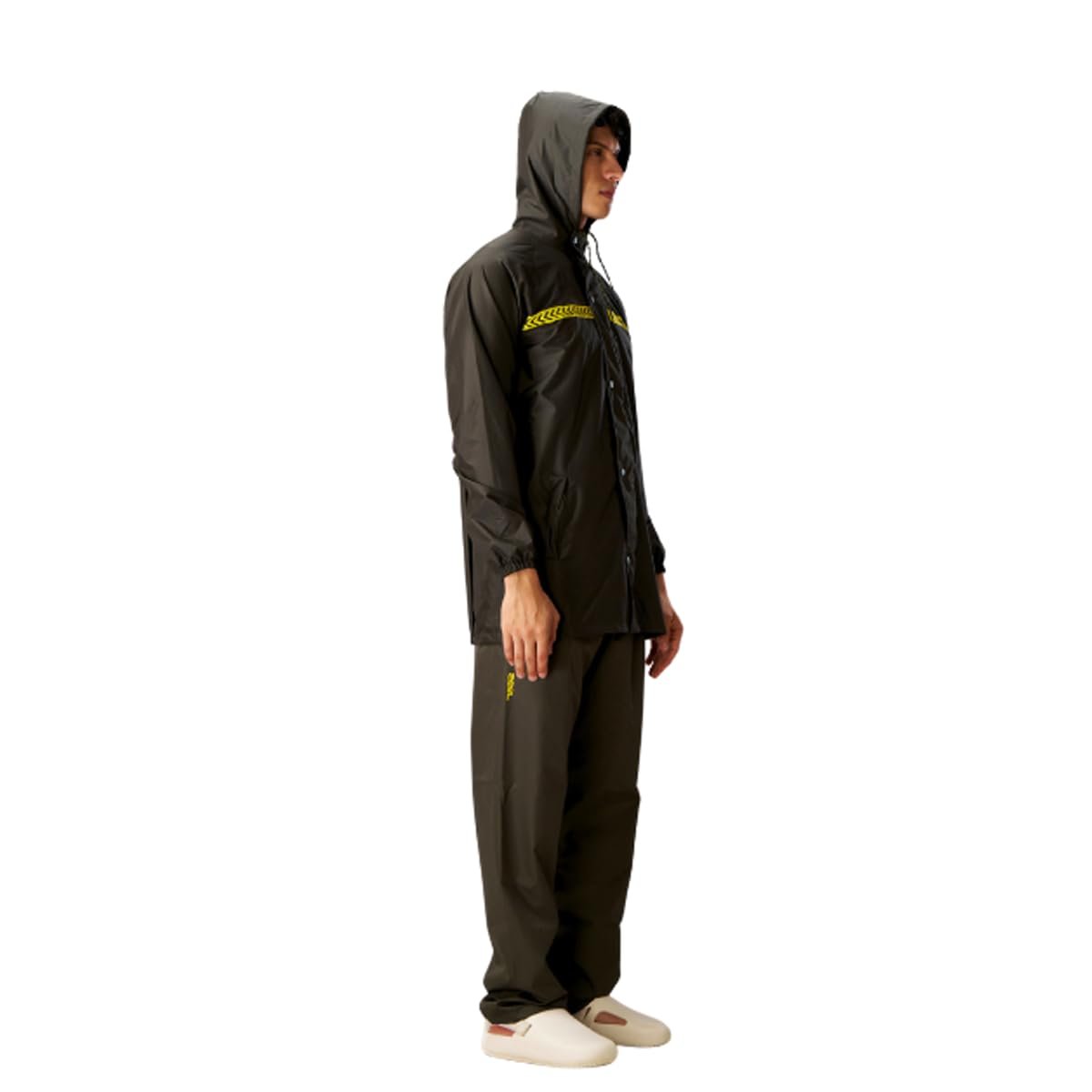 Bike Rider Waterproof Rainwear Suit for Men with Reflective Back and Hood