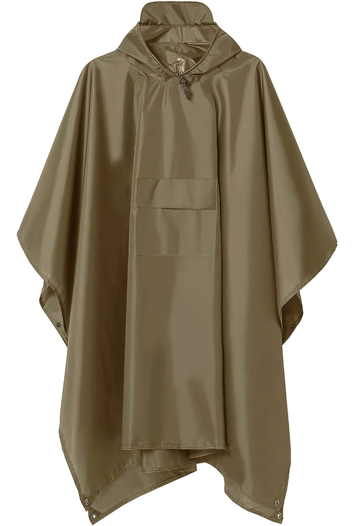 Brown Hooded Waterproof Rain Poncho for Men Outdoor Travel Rainwear