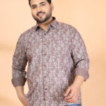 Plus Size Men Classic Floral Printed Formal Shirt