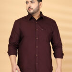 Plus Size Solid Spread Collar Cotton Casual Shirt
