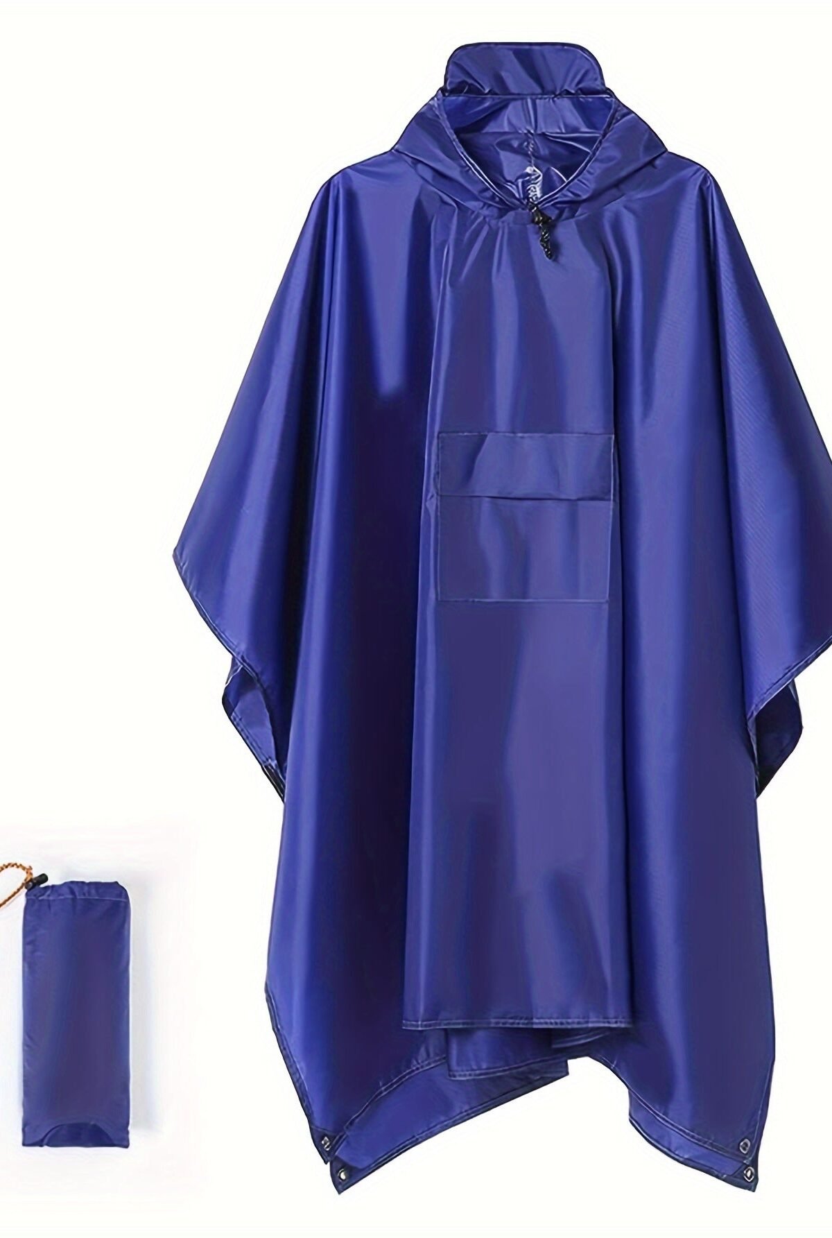 Blue Hooded Waterproof Rain Poncho for Men Durable Rain Protection