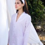White/Pink Lurex Stripe Pyjama Set