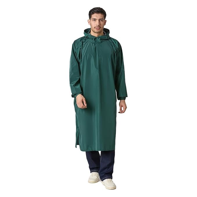 Green Reusable Waterproof Rain Poncho for Men and Women Lightweight Design