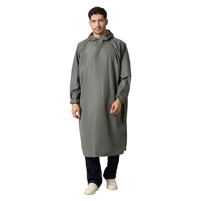 Grey Reusable Waterproof Rain Poncho for Men and Women Rain Protection