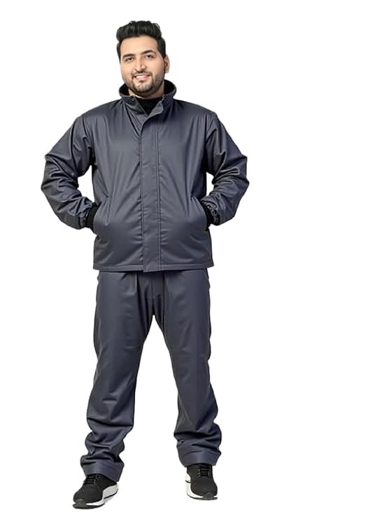 Black Waterproof Rain Suit for Men Lightweight Hooded Rainwear