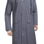 Long Hooded Grey Rainwear for Men with Portable Storage Bag