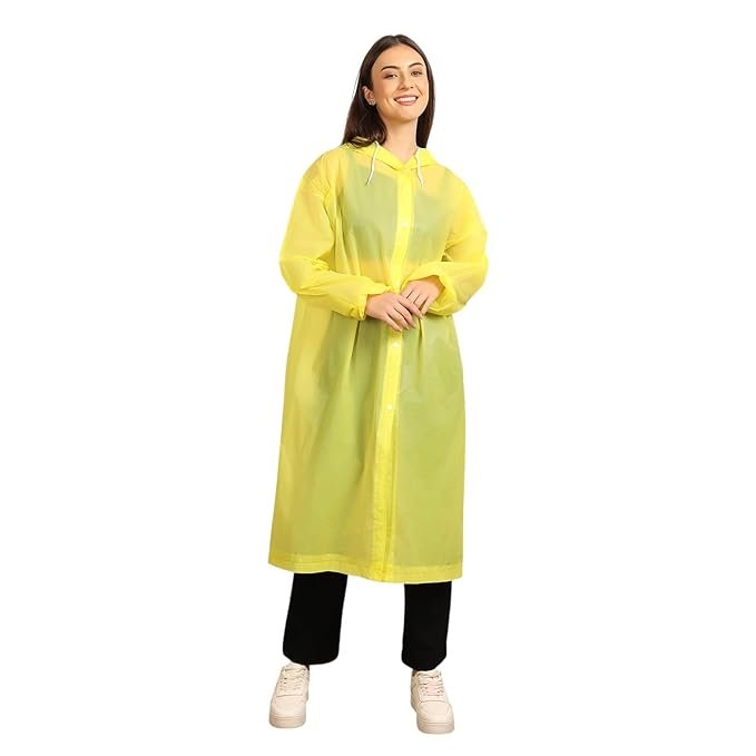 Yellow EVA Waterproof Poncho Raincoat for Men and Women Reusable Outdoor Rainwear