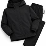 Black Hooded Waterproof Rain Jacket for Men Lightweight Windproof Rainwear