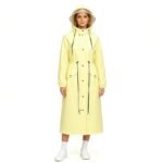 Women's Yellow EVA Waterproof Hooded Raincoat Lightweight Windproof Rain Jacket