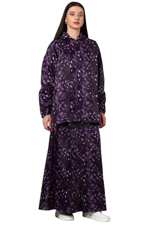 Women's Purple Waterproof Rain Skirt Jacket Stylish Outdoor Rainwear
