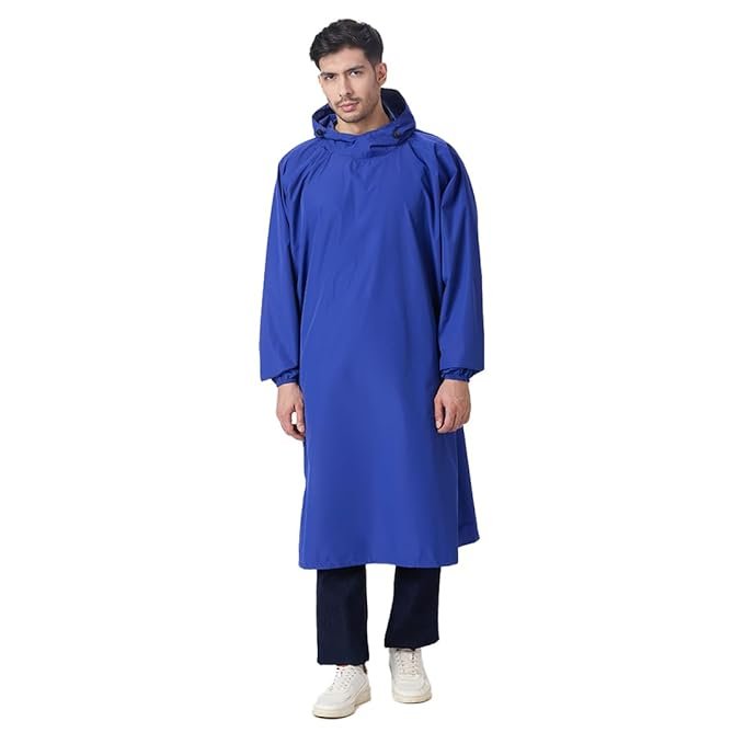 Blue Reusable Waterproof Rain Poncho for Men and Women Outdoor Use